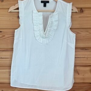 J. Crew Ivory White Ruffled V-Neck Blouse